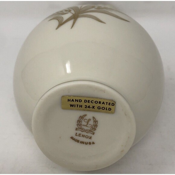 Lenox Wheat Design Bulbous Bud Vase VTG Ivory w/24K Gold Elegant Classic USA - Picture 7 of 10